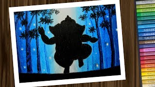 Ganesh chaturthi easy drawing step by step | Dancing Ganesha drawing with oil pastel