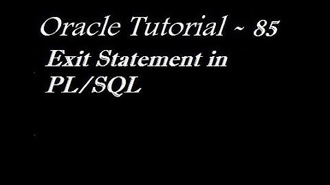 Exit Statement in PL/SQL