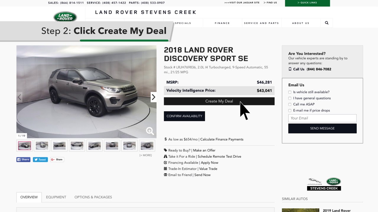 Jaguar Land Rover Stevens Creek Create My Deal Online Program YouTube