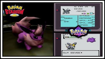 Shiny Flareon in Pokemon Stadium 2 | Shiny Eevee in Pokemon Crystal