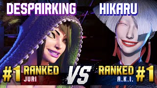 SF6 ▰ DESPAIRKING | LONGZHU (#1 Ranked Juri) vs HIKARU (#1 Ranked A.K.I.) ▰ High Level Gameplay