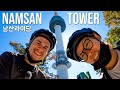 Cycling up to one of seouls most famous landmarks namsan tower  tour of seoul tower plaza