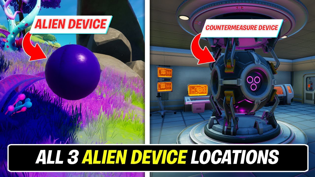 Collect 3 Alien Devices then Activate the Countermeasure Device Underneath Corny Complex locations
