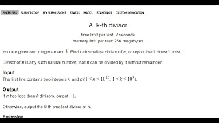 A. k-th divisor || Codeforces || ProblemSolving || C++