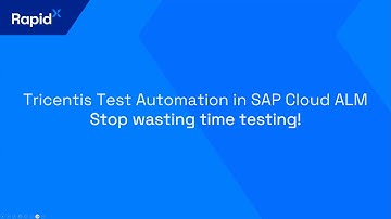 Tricentis Test Automation in SAP Cloud ALM