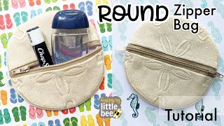 Round Zipper Bag Tutorial - Sand Dollar In-the-Hoop Machine Embroidery - Designs by Little Bee