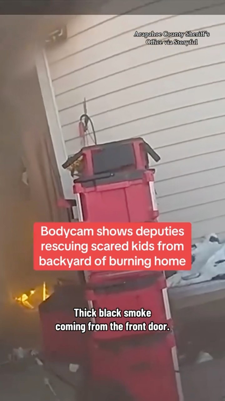 Bodycam shows deputies rescuing scared kids from backyard of burning home #shorts