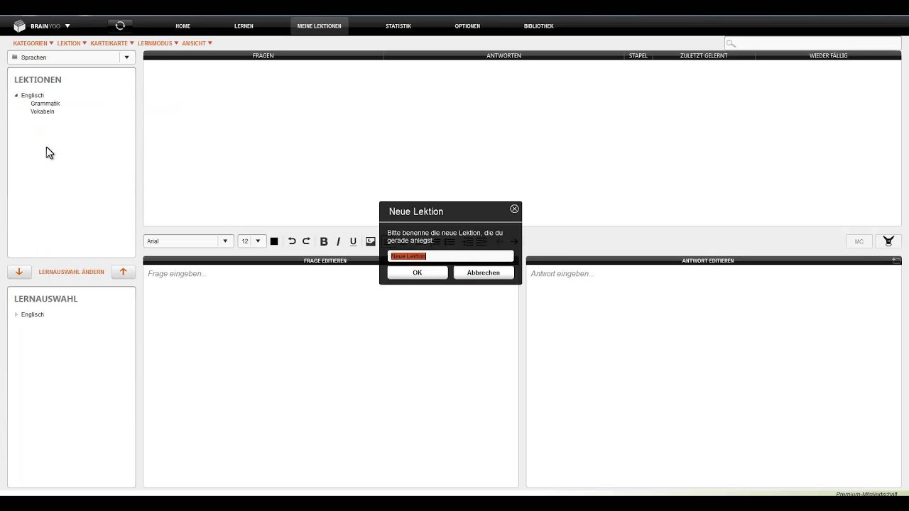 Sublektionen anlegen mit der Lernsoftware BRAINYOO