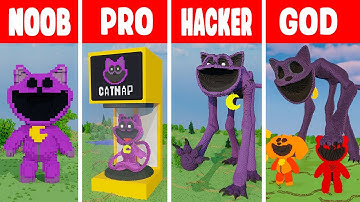 Minecraft CATNAP (from Poppy Playtime 3) STATUE BUILD CHALLENGE - NOOB vs PRO vs HACKER vs GOD
