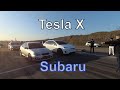 Tesla X or Subaru drag race