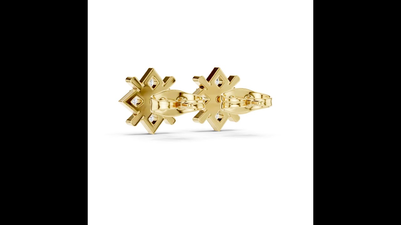 Round Cut Diamond Geometric X Stud Earrings