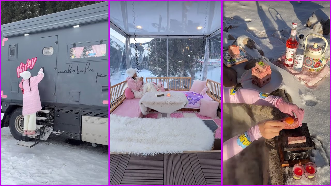 🎀How Do Girls Take A Shower In An Immersive Doomsday RV Camping RV ...