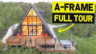 LUXURY ALL-BLACK MODERN A-FRAME CABIN w/ Hot Tub &amp; Views! (Full Tour)