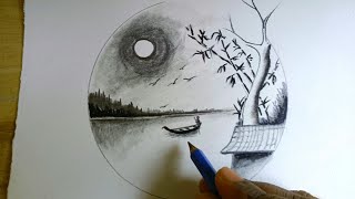 Satisfying Nature Scenery Drawing step by step / graphite with charcoal pencil drawing