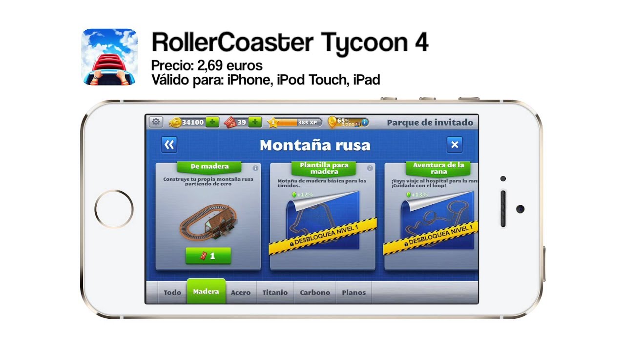 RollerCoaster Tycoon 4 para iPhone smartphone 5g
