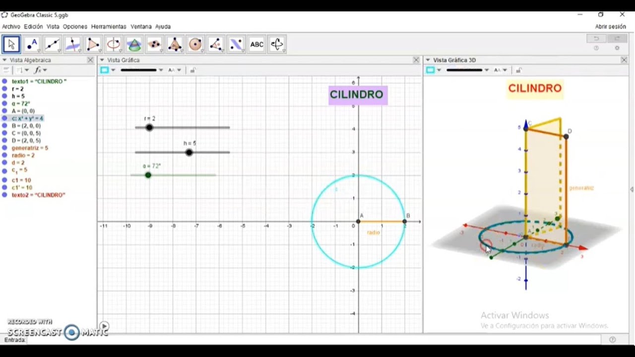 Cilindro de Revolución- Tutorial en GeoGebra