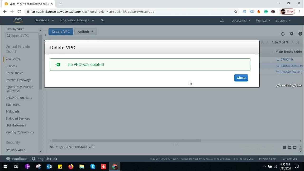 how to delete vpc in Amazon aws cloud delete vpc YouTube