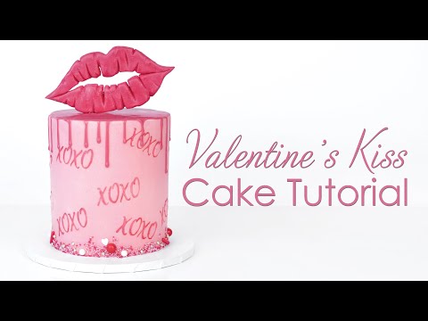 XOXO Valentine's Kiss Buttercream Cake Decorating Tutorial with Pink Drip