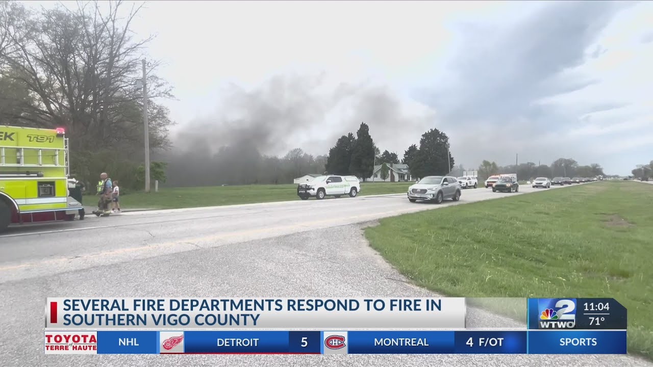 Fire crews respond to brush fire in southern Vigo County - YouTube