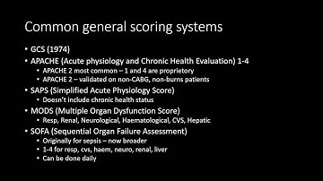 FFICM revision - Scoring Systems
