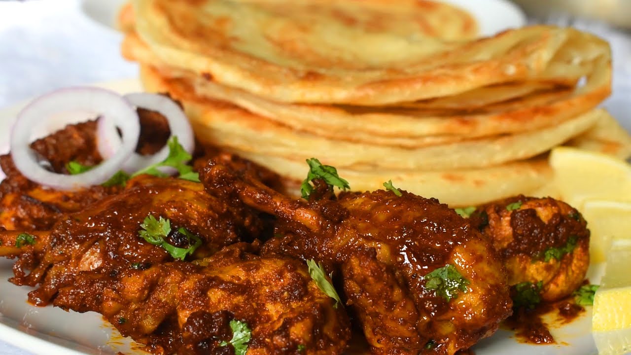 Lacha Paratha Aur Garlic Chicken Roast Recipe by Lively Cooking