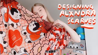 ♡BTS♡ Designing ALXNDRA Scarves♡ Illustrating ✦