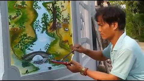 Vẽ tranh tường 3d phong cảnh đồng quê việt nam do minh nguyên đức có bàn bay vàng năng  102