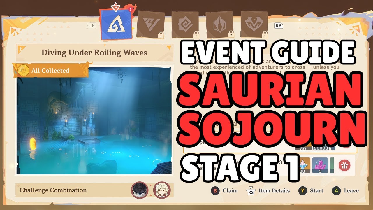 Saurian Sojourn Event Guide Stage 1 - Dive Under Roiling Waves | Genshin Impact