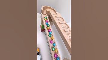 marble Run Race ASMR #55 Wooden Wave Course Colorful Marbles   #marblerun #marblerunrace #asmr