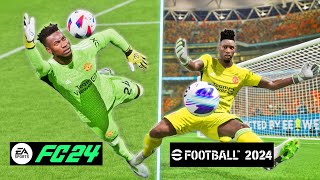 EA SPORTS FC 24 vs eFootball 2024 - Goalkeeper Saves Animation | Fujimarupes