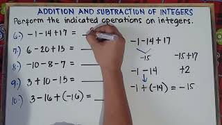 Perform The Indicated Operations Addition And Subtraction Of Integers Grade 7 Quarter 3 Mc