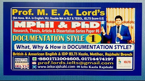 Documentation Styles & Citation of References in  Research & Thesis Papers: What, How and Why...