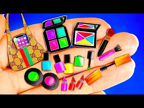 18 DIY PAPER COSMETICS FOR BARBIE AND LOL DOLL/ PAPER LIPSTICK, MASCARA, EYE SHADOW / REAL WORK!