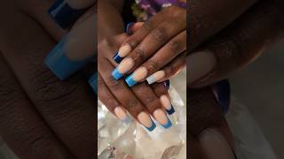 Gradient Blue Acrylic French Manicure