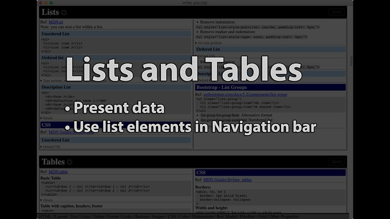 Learn HTML, CSS, and Bootstrap by building a blog site. Part 7) Lists ...