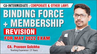 Full CA-INTER - LAW : Binding Force + Membership Revision | By CA. Praveen Golchha Guide