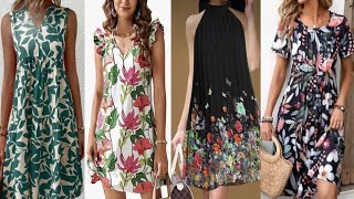 Casuals Summer Short Dresses Design Ideas for Ladies 2024/Printed Casules Mini Moda Mujers 2024