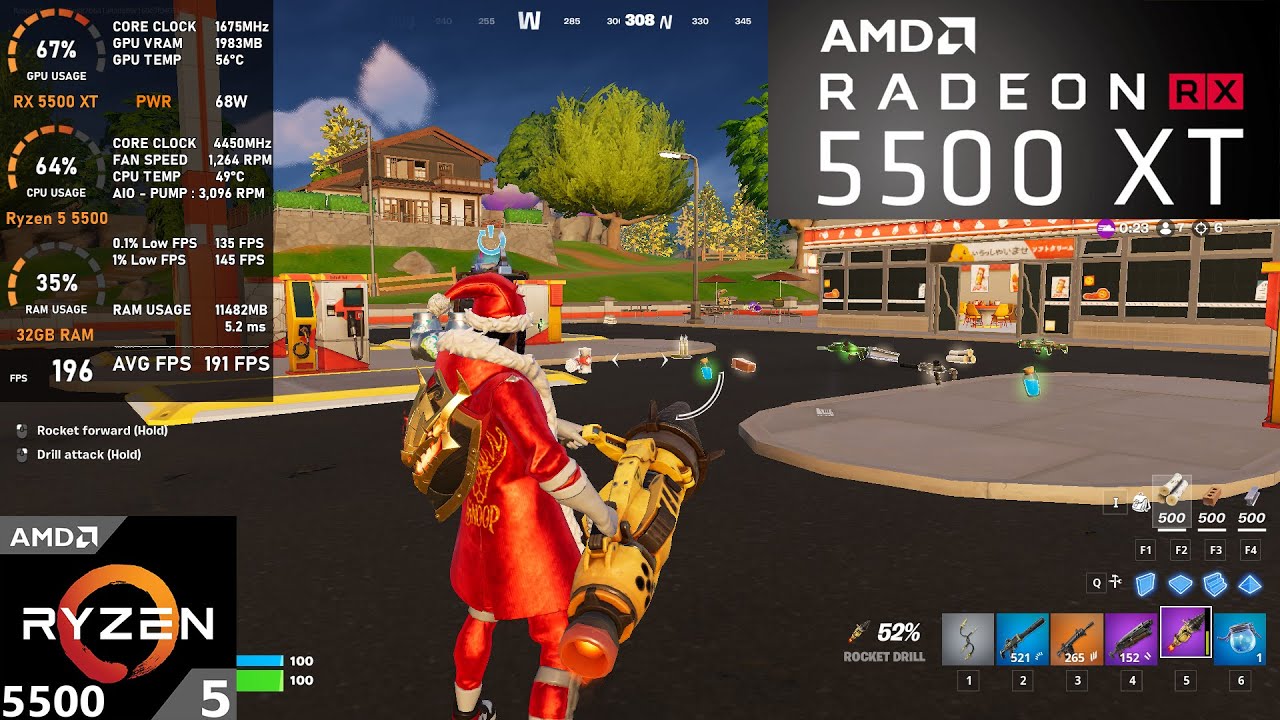 RX 5500 XT + Ryzen 5 5500 : Fortnite Performance Mode (Tested in 2025 ...