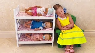 Диана как МАМА и Куклы пупсики Беби Бон Diana pretend play with toys Are you sleeping brother John