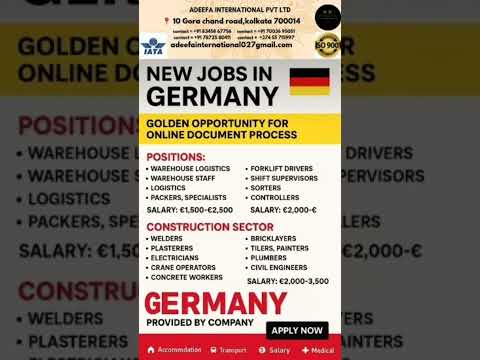 🇩🇪 New Job Vacancies in Germany 2025 | High Salary &amp; Free Benefits | Apply Now.