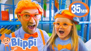 blippi and hometown hero layla visit an indoor playground best of blippi toys