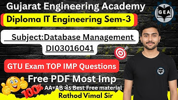 💯Database Management TOP IMP Questions 2025🔥 | Diploma IT Sem-3 📘 | GTU Exam Most IMP #gtuimp2025 💯✨