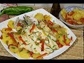 Lubina al horno con patatas, receta muy facil de pescado