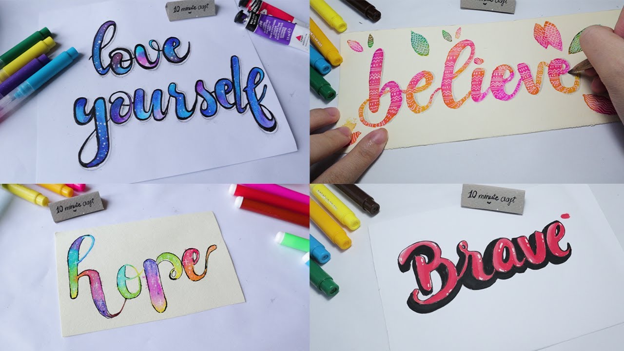 5 cách viết chữ trang trí đẹp với màu lông và màu acrylic how to do  calligraphy  YouTube