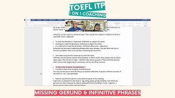 TOEFL iTP | 1 on 1 Coaching | Course Preview | Missing Gerunds & Infinitive Phrases