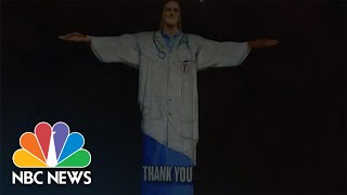 Christ The Redeemer Statue Lit Up in Tribute To Health Care Workers Battling COVID-19 | NBC News NOW