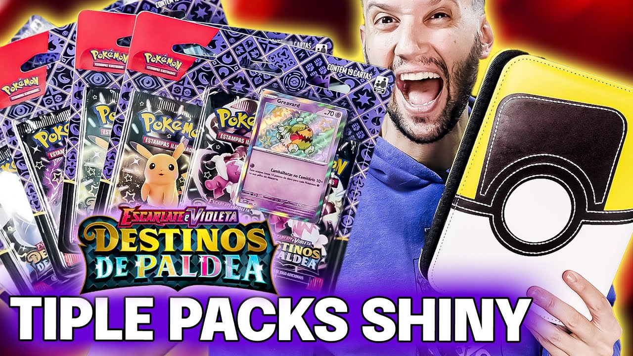 TRIPLE PACKS DE DESTINOS DE PALDEA! NOVA COLEÇÃO SHINY BR | CAPITÃO HUNTER CARTAS POKEMON TCG