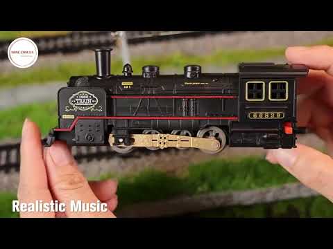 Набір іграшкової залізниці колія для гри в машиніста 22 деталі інтерактивний паровоз 3 вагони світло звук пар, видео 1