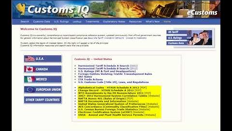 Customs IQ Online Tariff Classification Tour