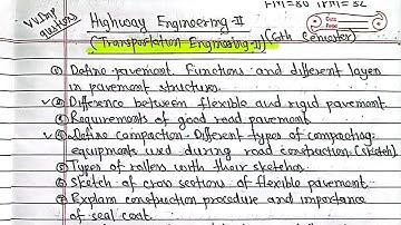 Important questions of Transportation Engineering-II Highway Eng. 6th sem. Diploma Civil Engineering